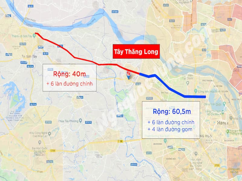 Thông tin về vị trí quy hoạch của đường Tây Thăng Long