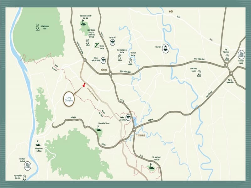 Vị trí Melorita Hòa Lạc huyện Thạch Thất trên bản đồ dự án